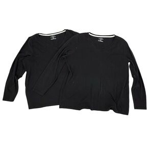 Set of 2 Talbots Tee Shirts Womens Size 2XP Pima Cotton Black V-Neck